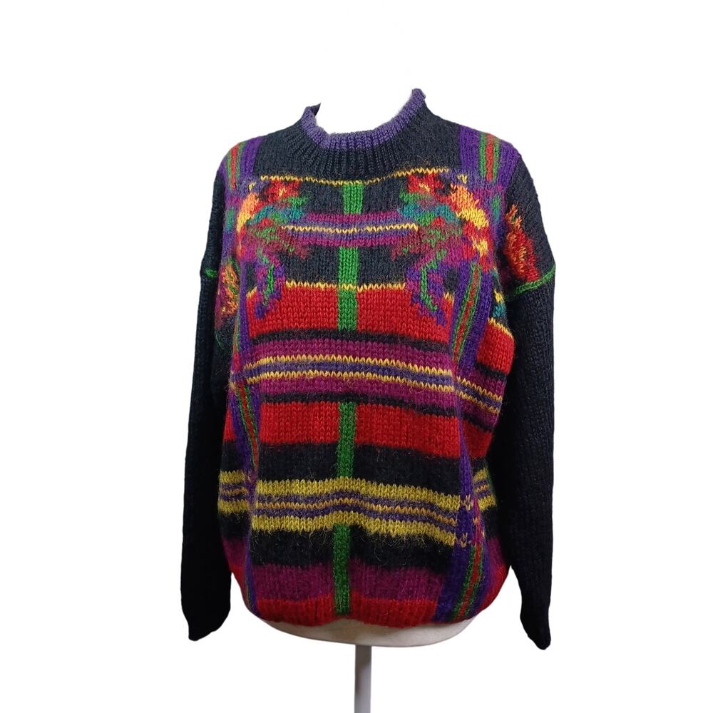 Vintage Lydia Jane Mohair Sweater Size M Hand Knitted Cottagecore Granny Holiday